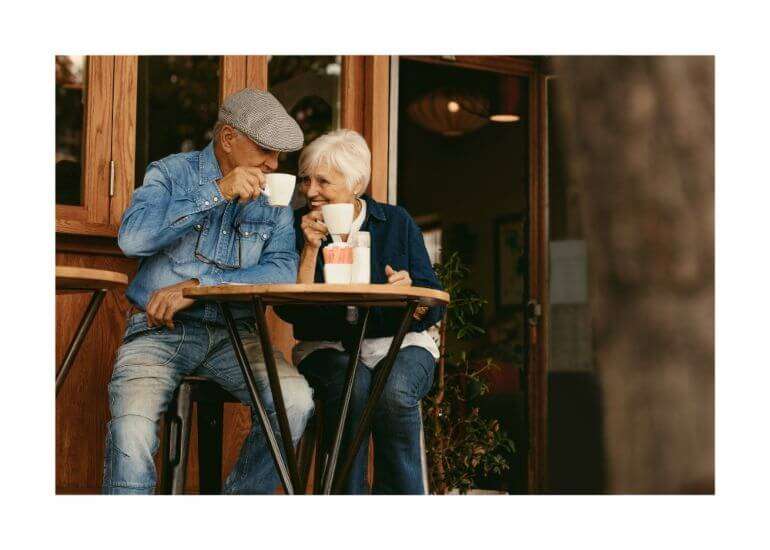 Older couple having coffee